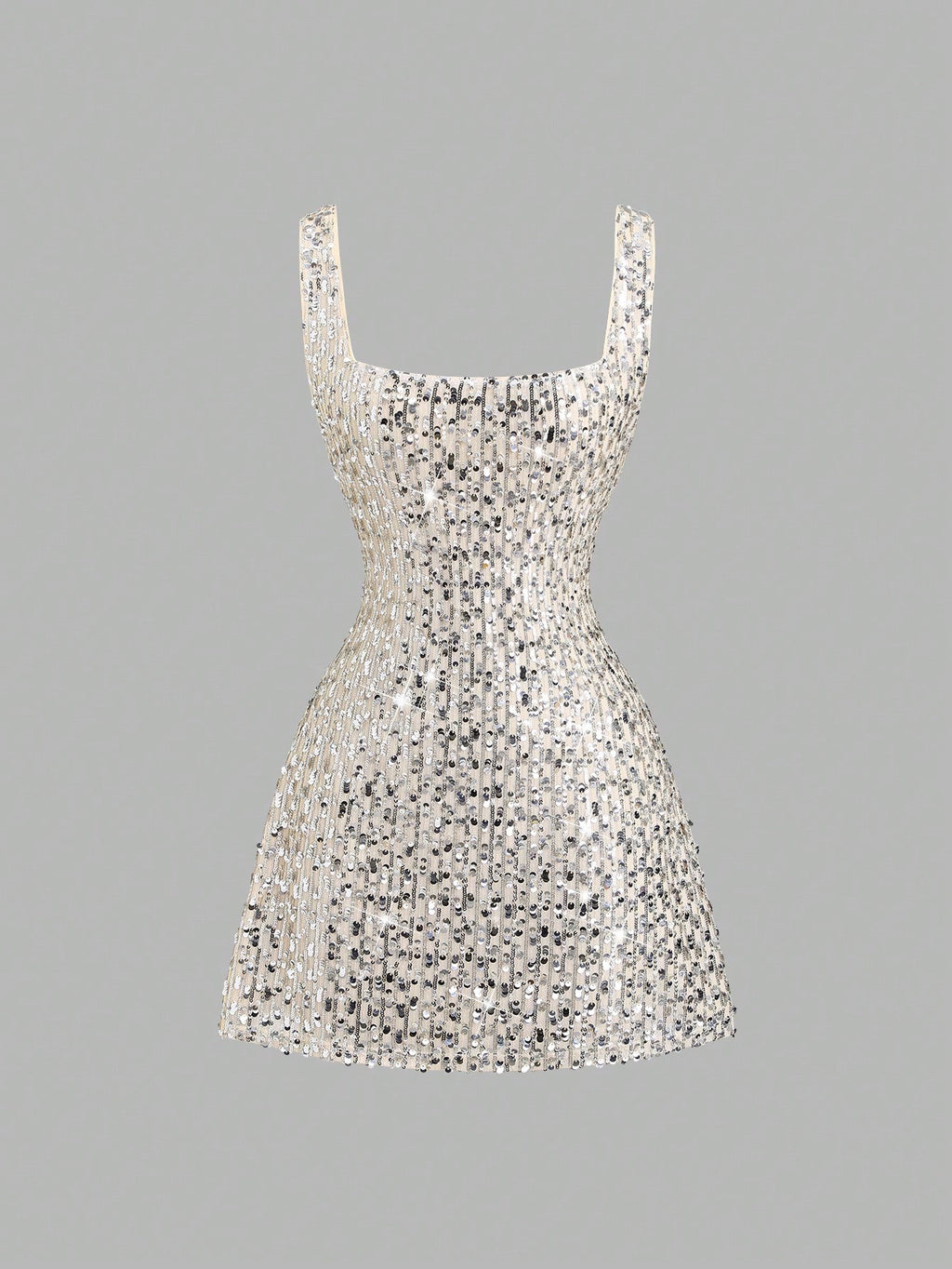 Sweetra Fashionable Sexy Backless Sequin Decor Square Neck Cinched
