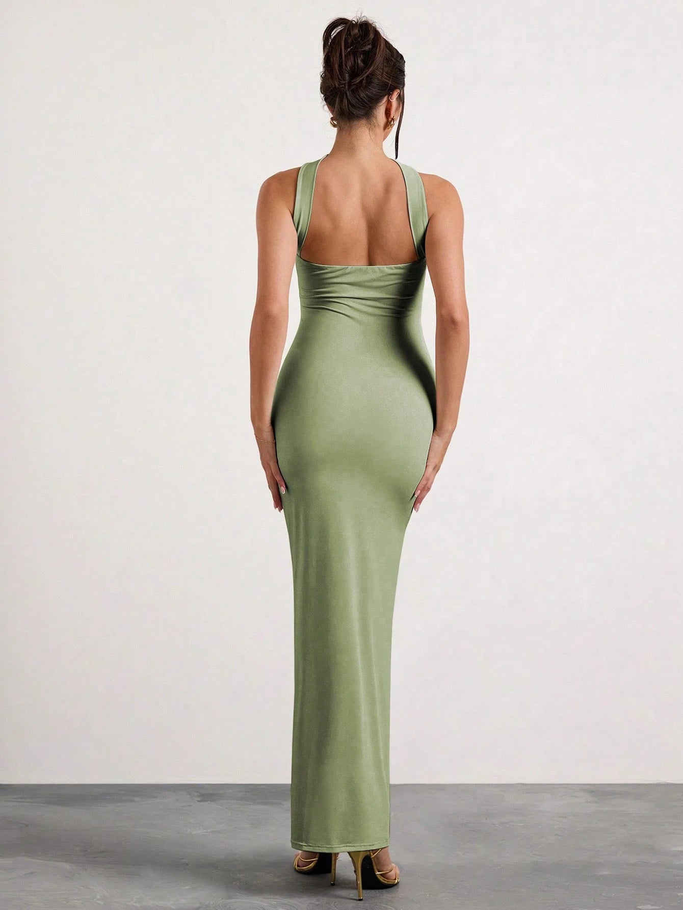 Glamine Women Summer Elegant Plum Purple Sleeveless Pleated Halter Neck Long Dress,Slim Banquet Evening Gown - image 9