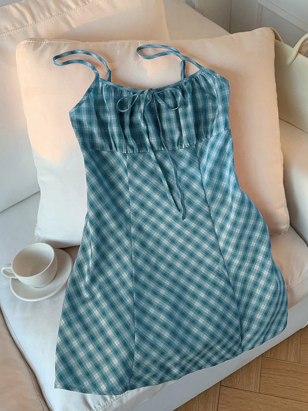 EZwear Pale Yellow Woven Slip Dress For Women, Romantic,Casual