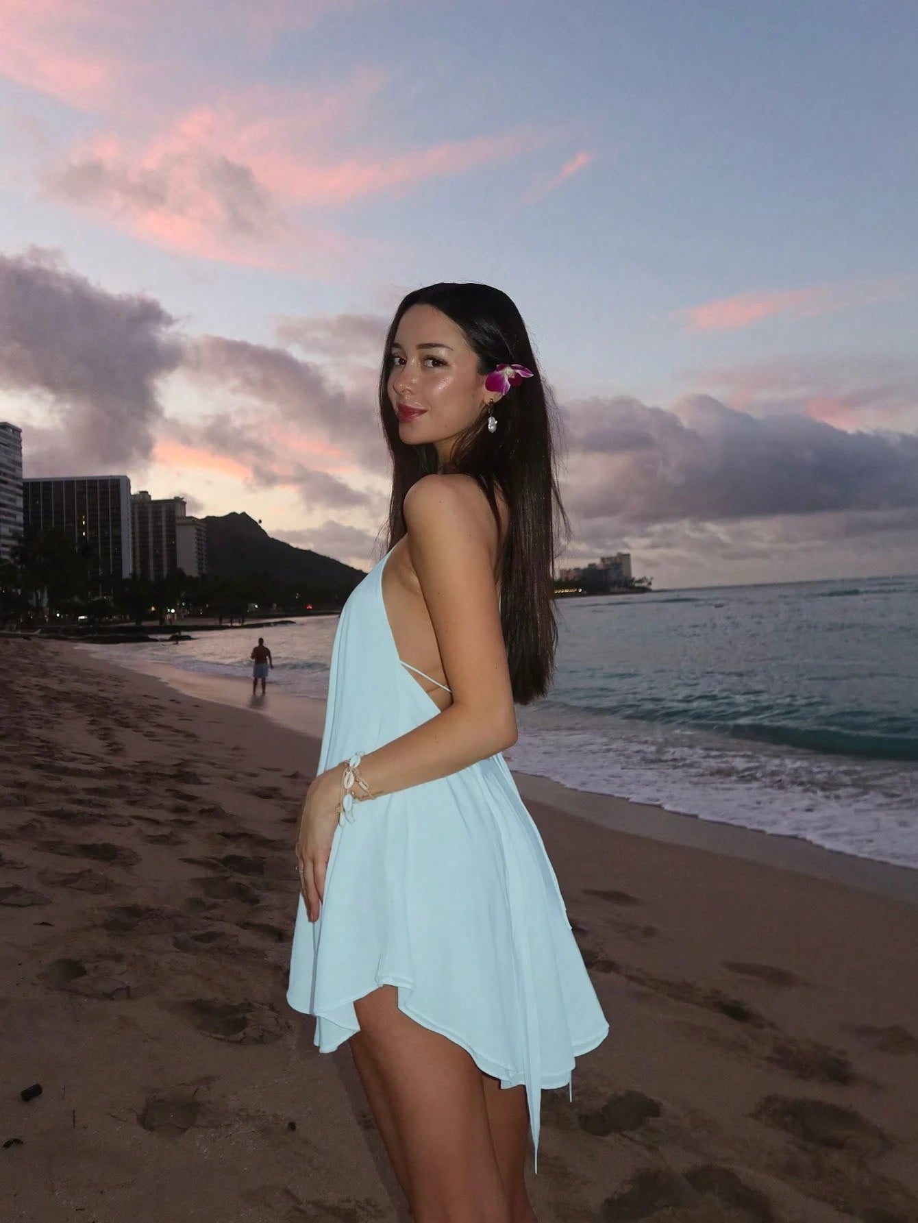 Women's Vacation Beach Sexy Solid Color Backless Halter Mini Dress