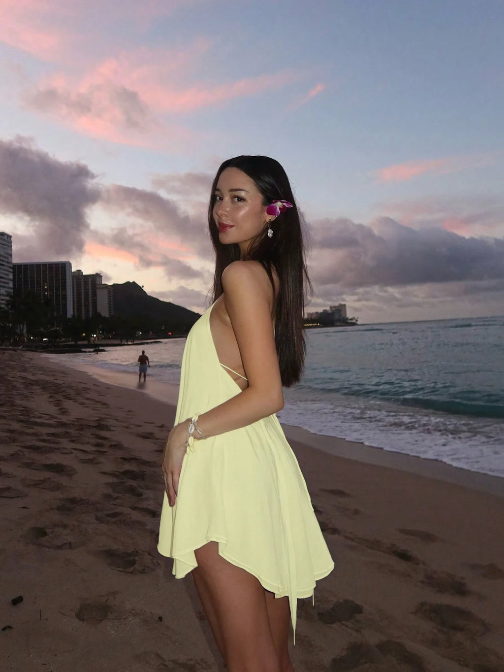 Women's Vacation Beach Sexy Solid Color Backless Halter Mini Dress