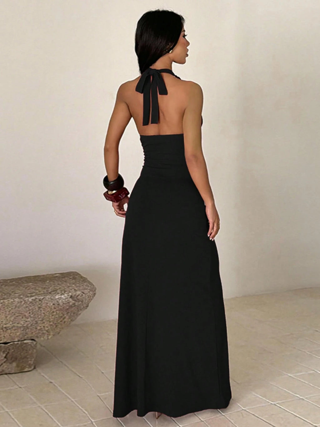 Solid Color Elegant Sexy Knit Fabric, High Slit To Thigh Dress, Suitable For Wedding, School Party, Beach - image 10