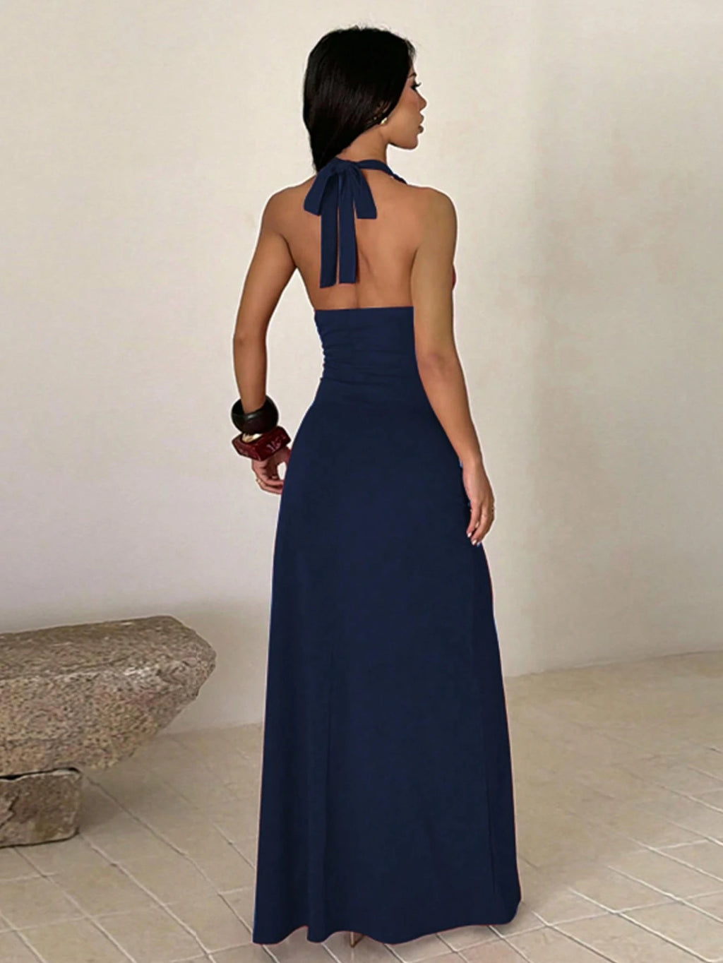 Solid Color Elegant Sexy Knit Fabric, High Slit To Thigh Dress, Suitable For Wedding, School Party, Beach - image 13