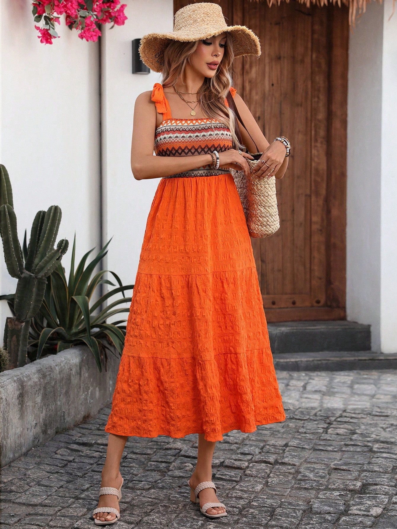 Holidaya Women's Crochet Patchwork A-Line Dress,Elegant Summer Boho