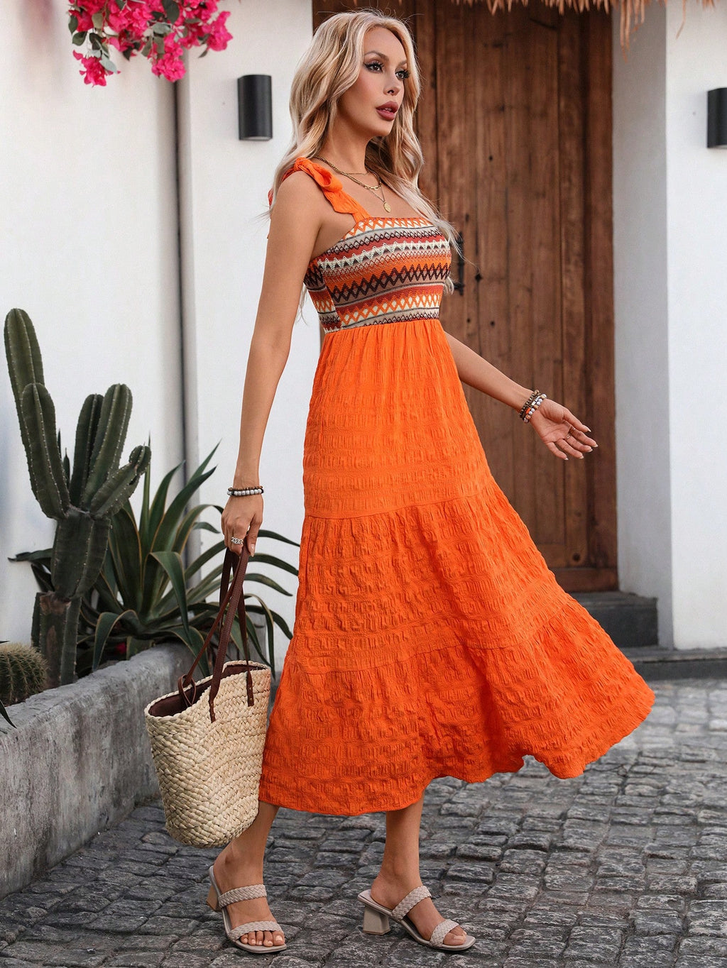 Holidaya Women's Crochet Patchwork A-Line Dress,Elegant Summer Boho