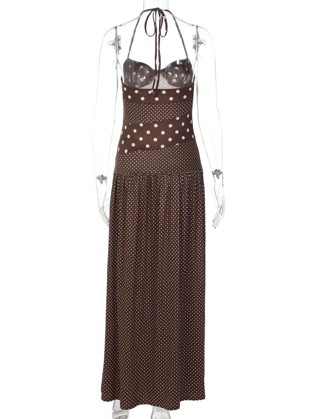 Women's Casual Polka Dot Spaghetti Strap Maxi Dress, Elegant For