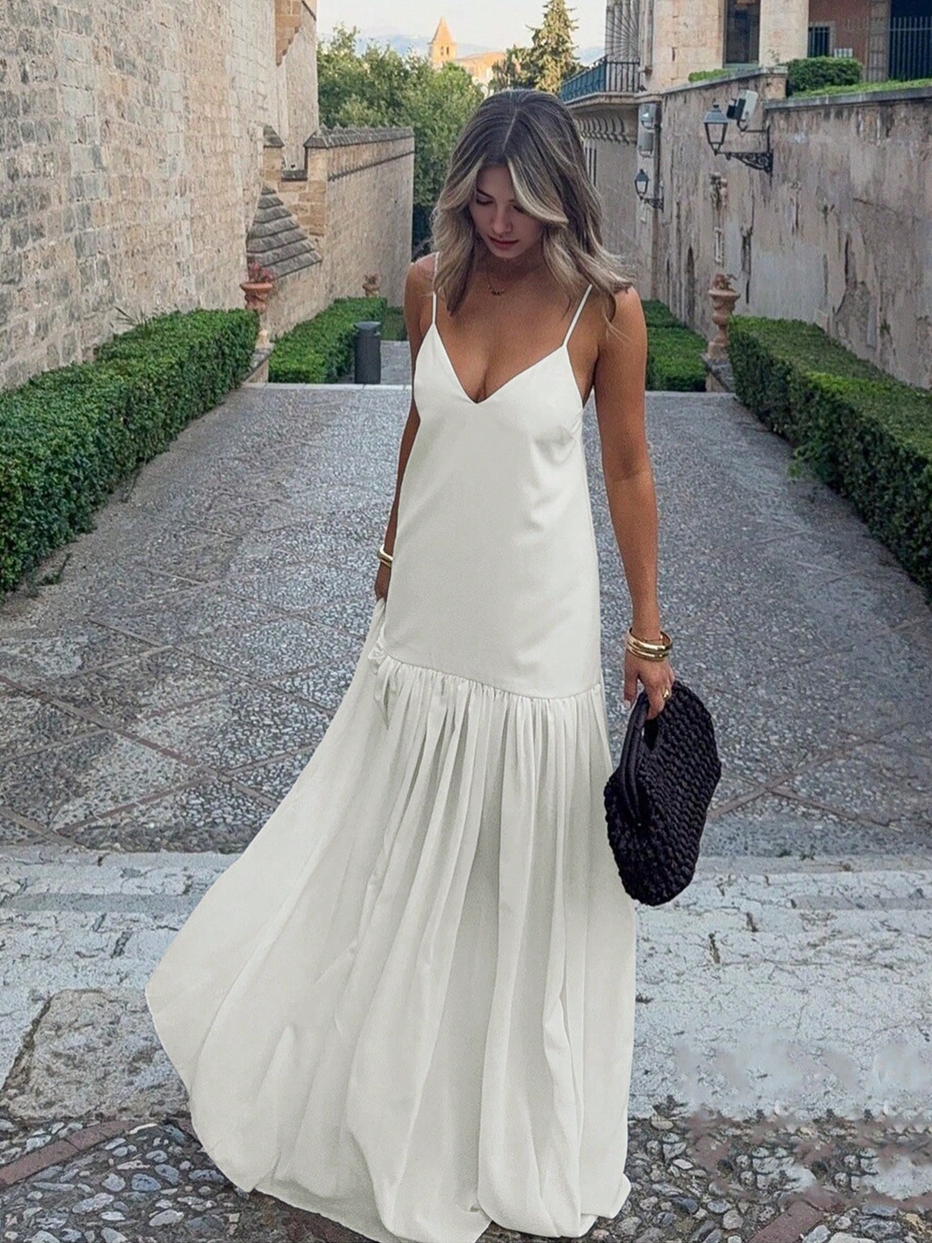 2026 Spring/Summer Women's Long Dress - Fashionable Solid Color,
