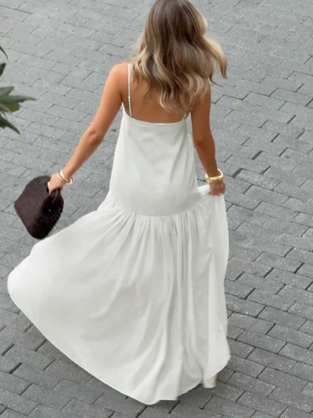 2026 Spring/Summer Women's Long Dress - Fashionable Solid Color,