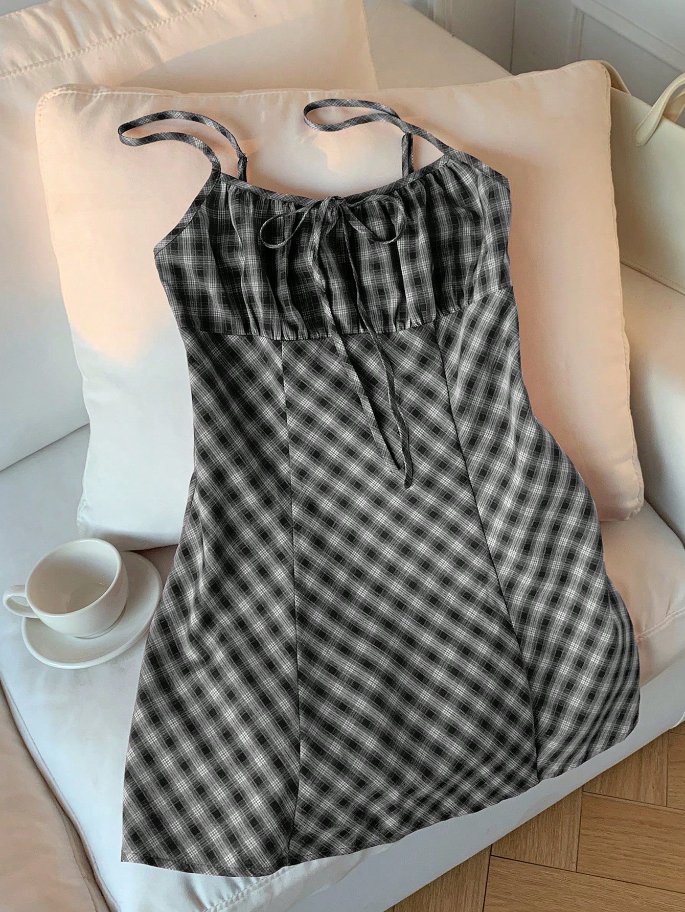 EZwear Pale Yellow Woven Slip Dress For Women, Romantic,Casual