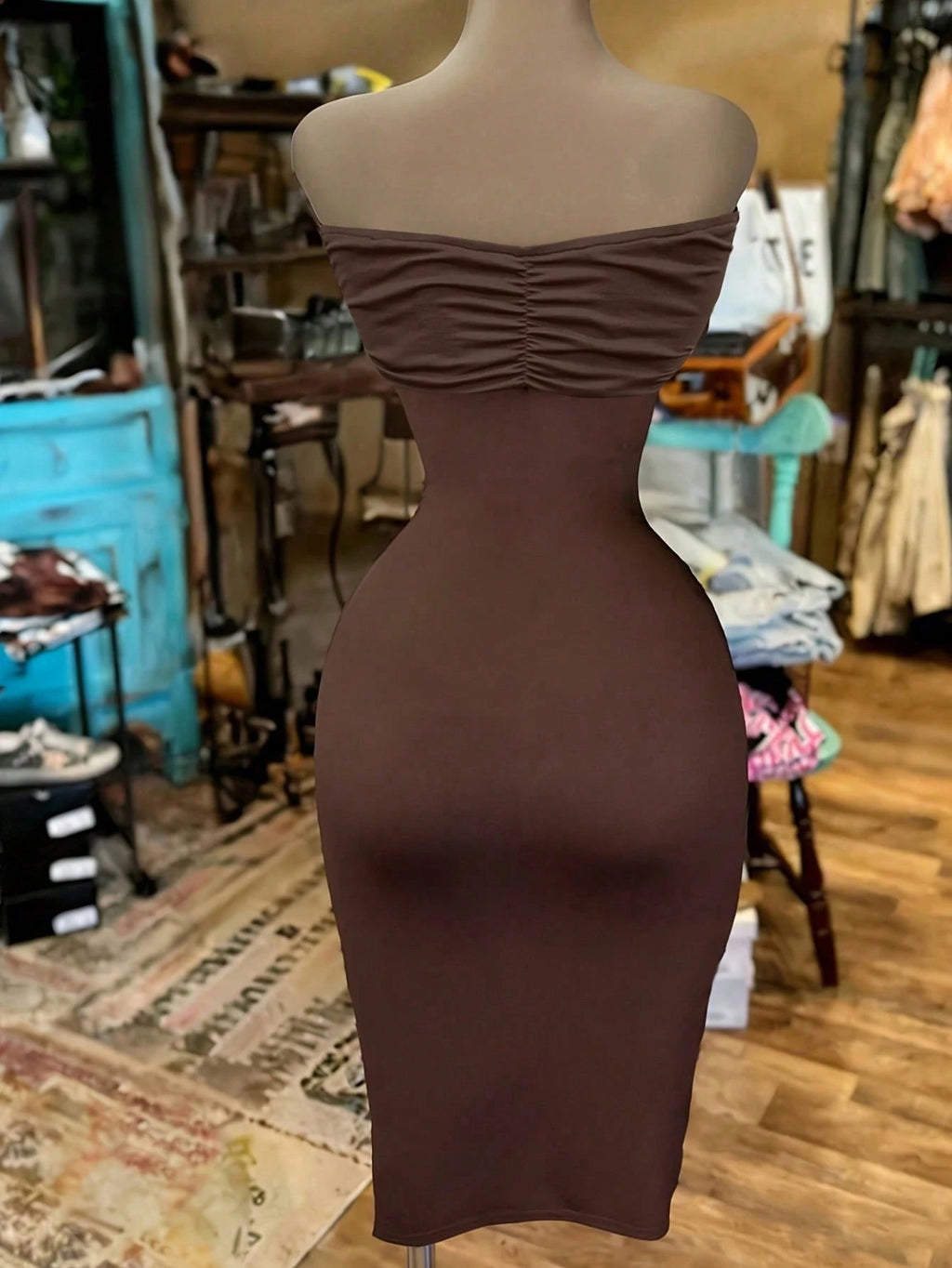 EMERY ROSE Women's Fashion Solid Color Off-Shoulder Slit Dress - image 2