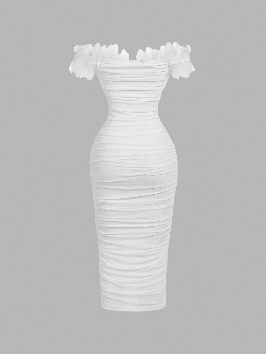 MOD Women's Elegant White Summer Bridal Wedding Guest Dress,3D Floral