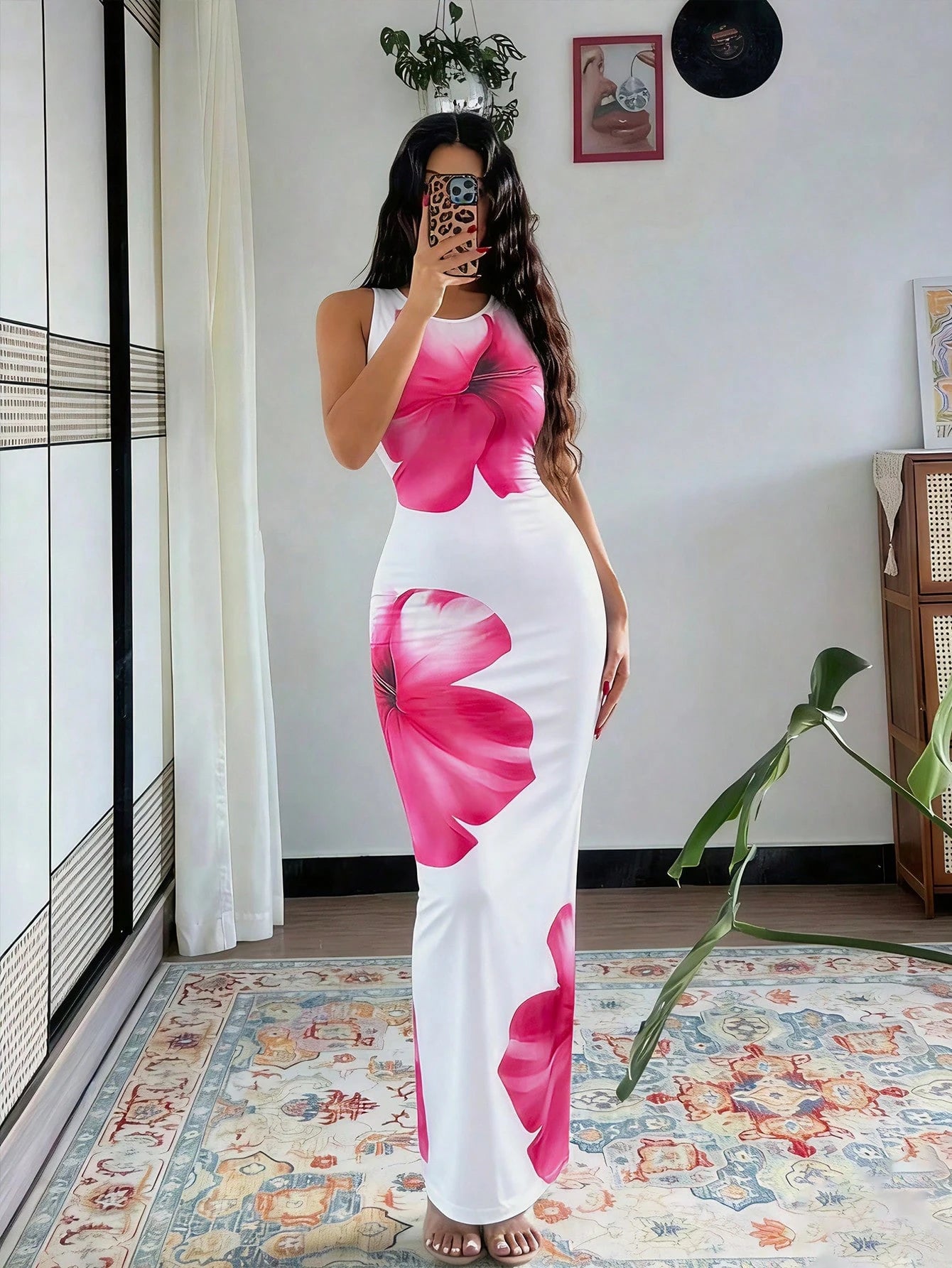 Rafferiza Women's Tie-Dye Print Fitted Dress, Summer Long Dress,