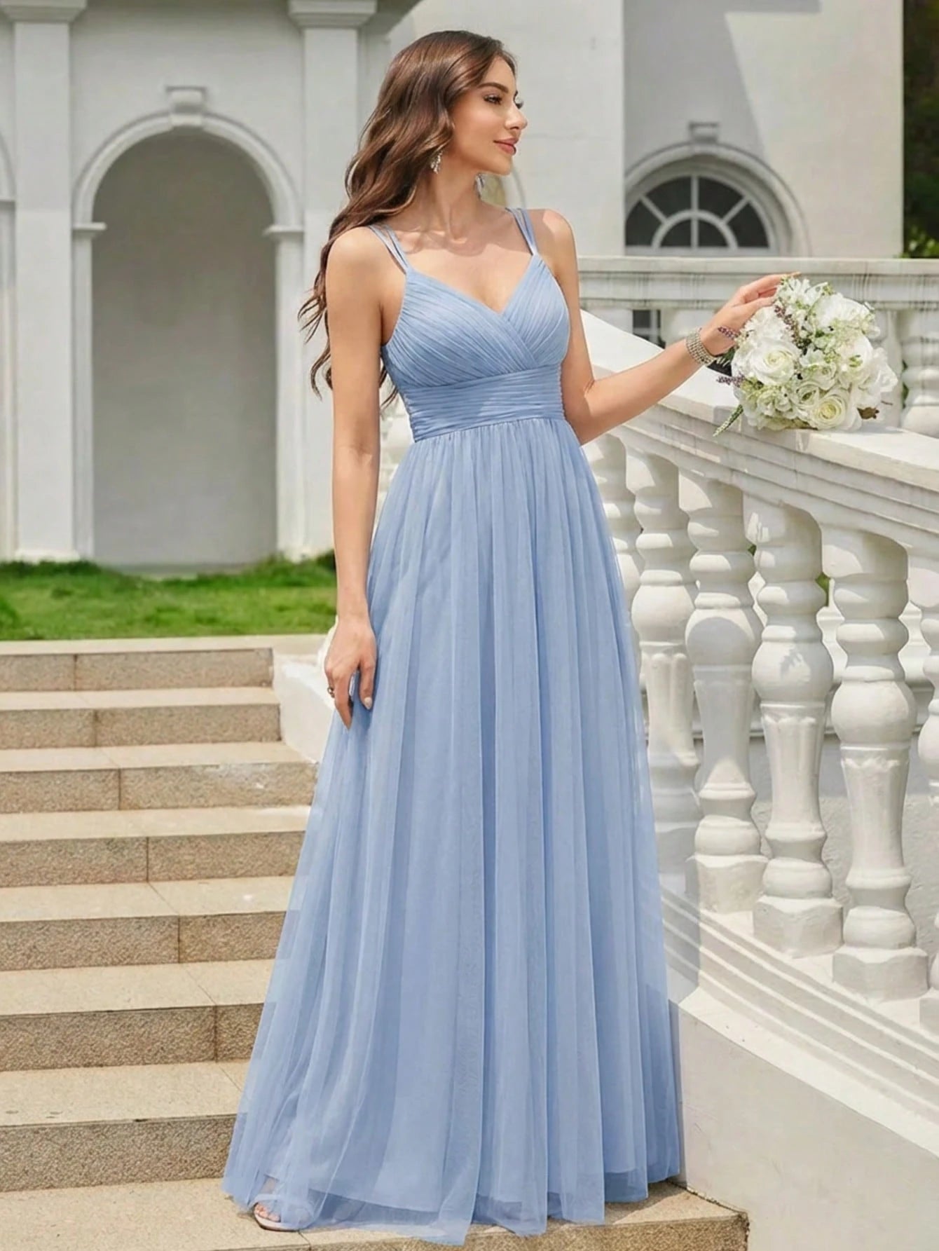 EVERPRETTY Elegant Lace Contrast Mesh Backless Pink Bridesmaid Dress, Suitable For Spring/Summer Weddings, - image 19