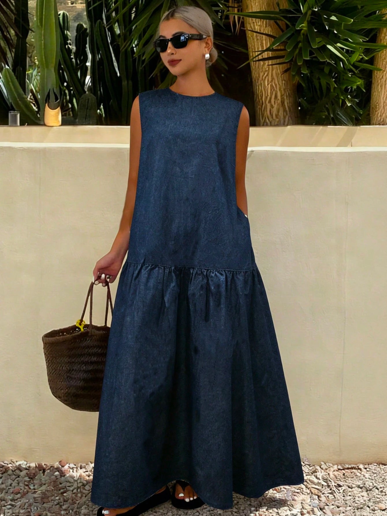 Livesso Women's Casual Solid Color Sleeveless Long Dress, Summer - image 10