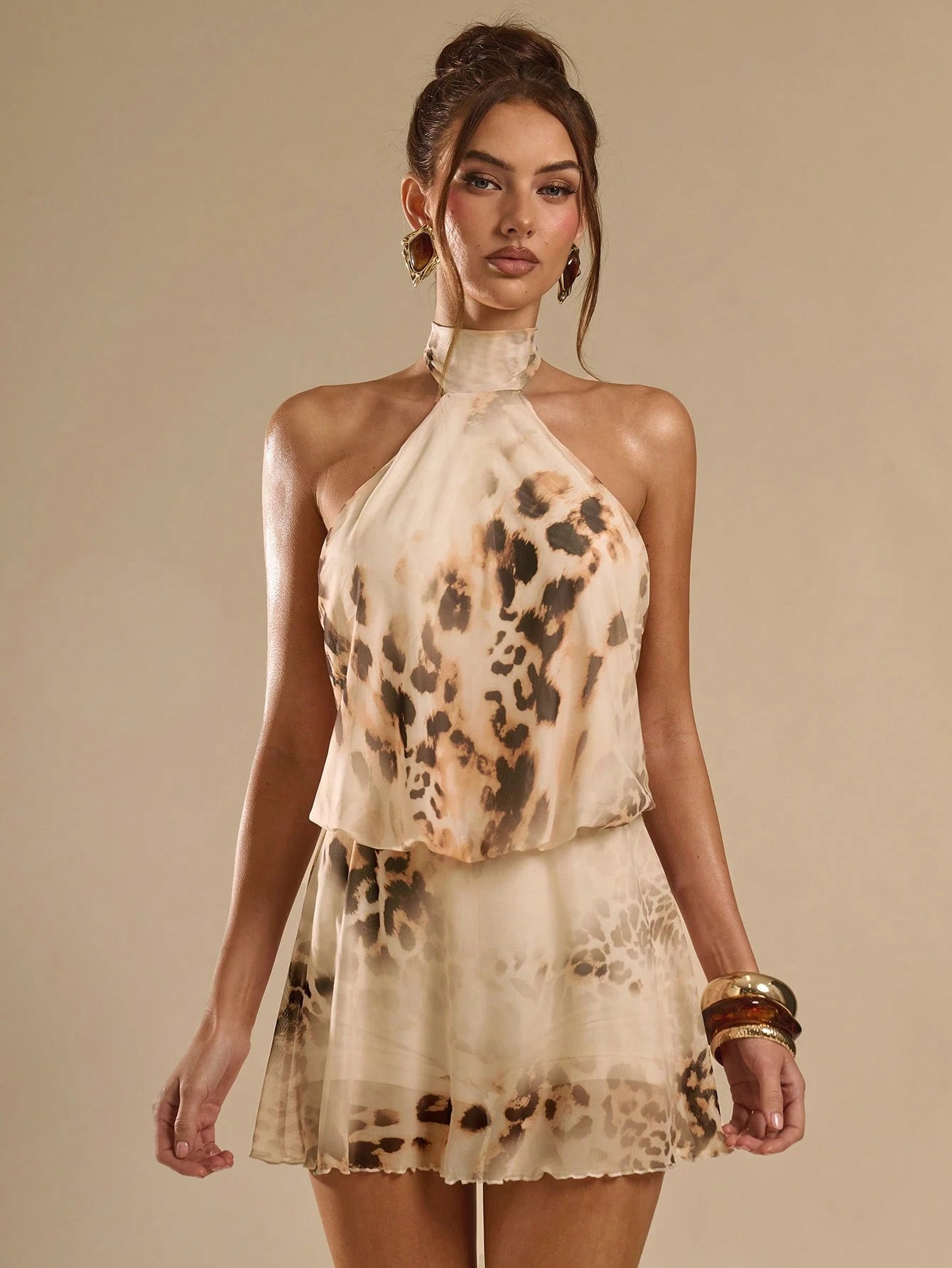 BAE Women's Leopard Tie Dye Print Halter Backless Mini Dress,Summer Dresses For Women - image 11