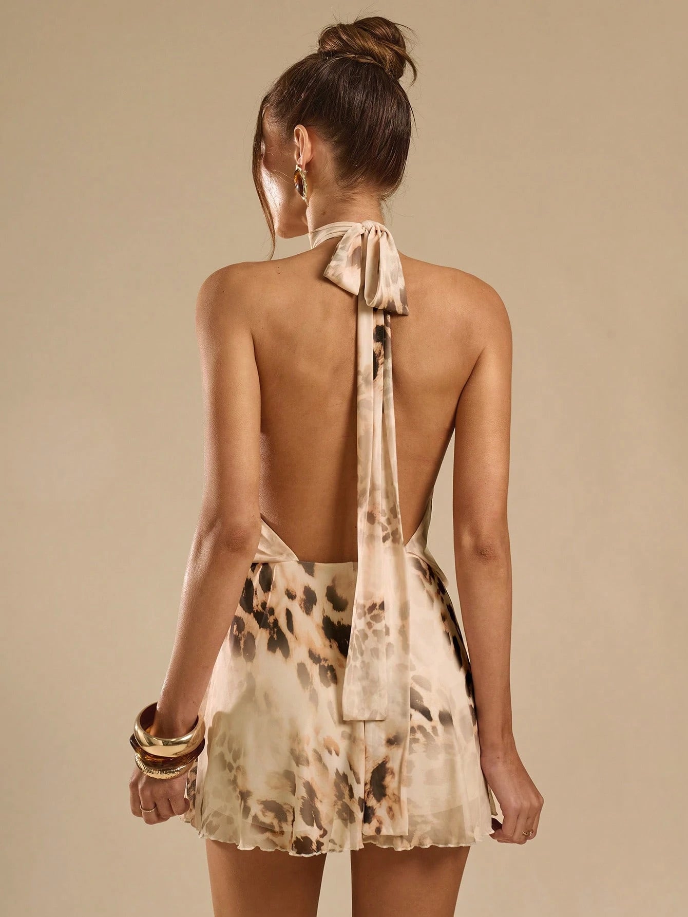 BAE Women's Leopard Tie Dye Print Halter Backless Mini Dress,Summer Dresses For Women - image 12