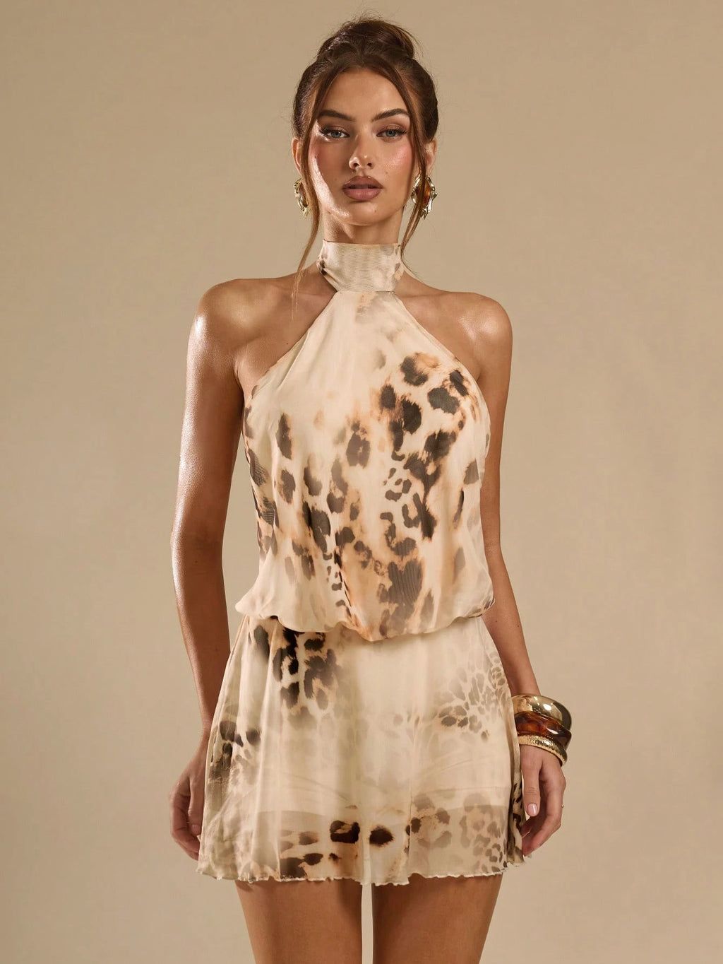 BAE Women's Leopard Tie Dye Print Halter Backless Mini Dress,Summer Dresses For Women - image 13