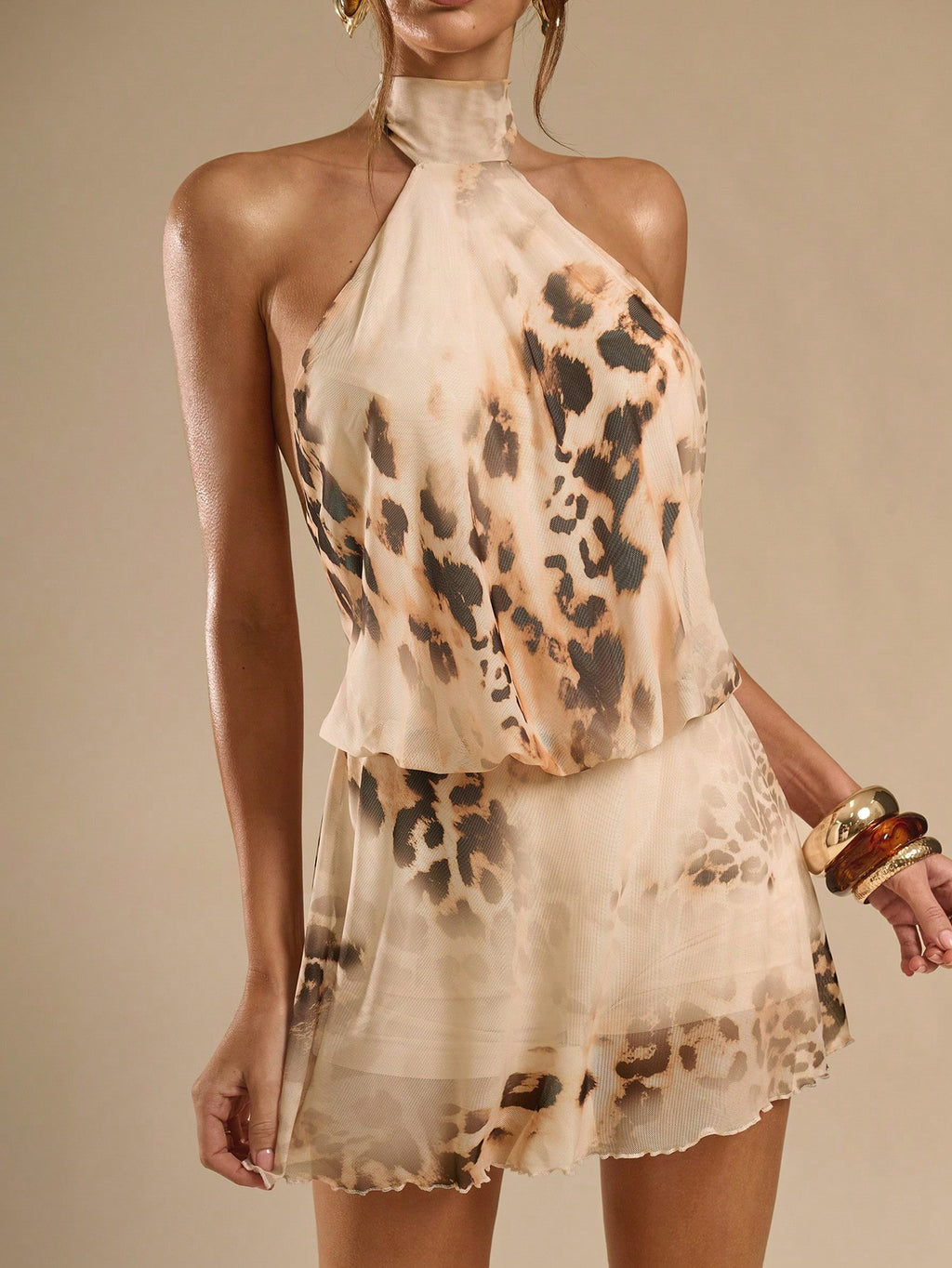 BAE Women's Leopard Tie Dye Print Halter Backless Mini Dress,Summer Dresses For Women - image 17