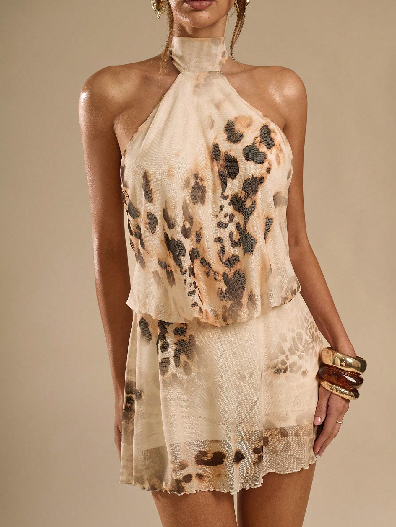 BAE Women's Leopard Tie Dye Print Halter Backless Mini Dress,Summer Dresses For Women - image 18