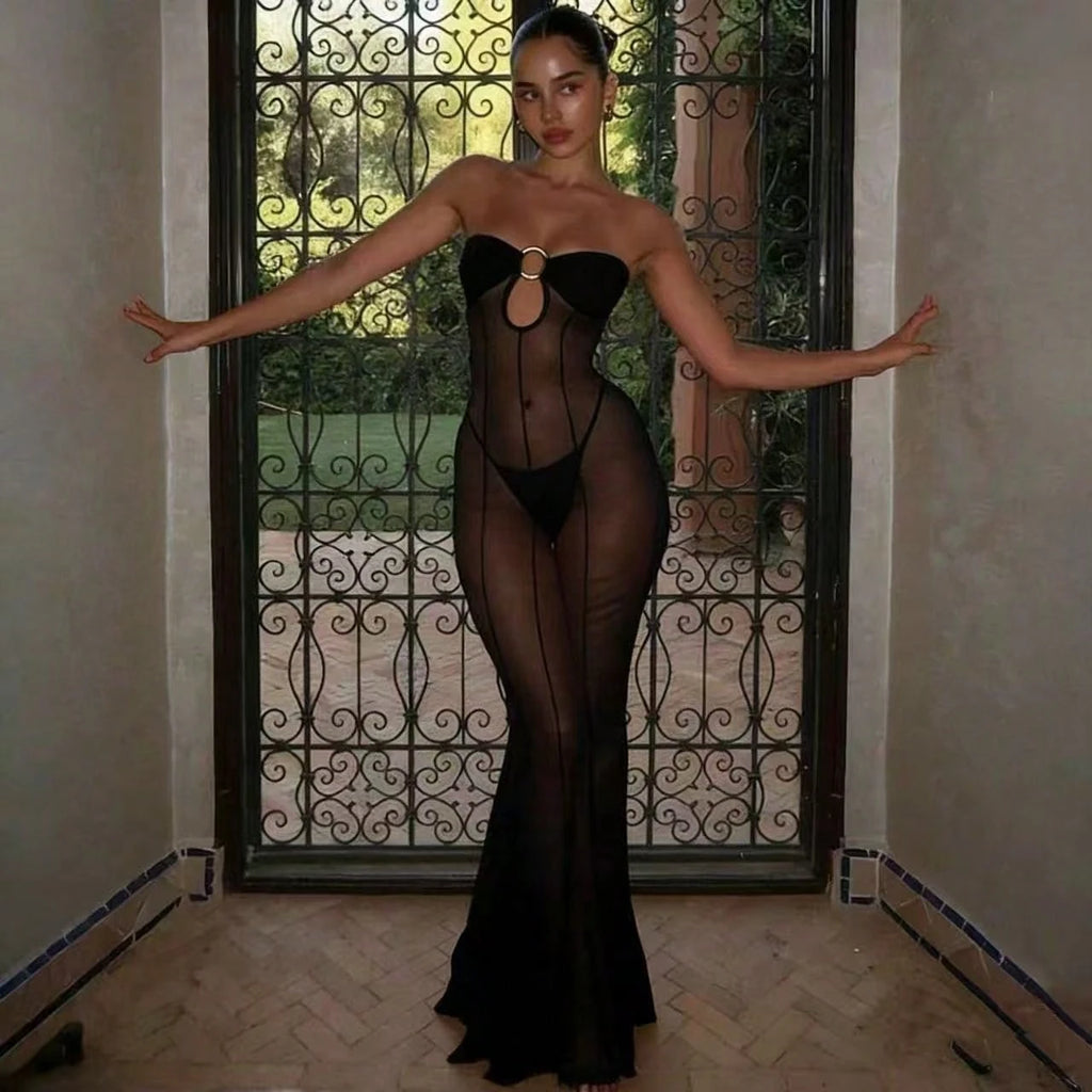 Women's Sexy Sleeveless V-Neck Chiffon Sheer Beach Cover Up Casual