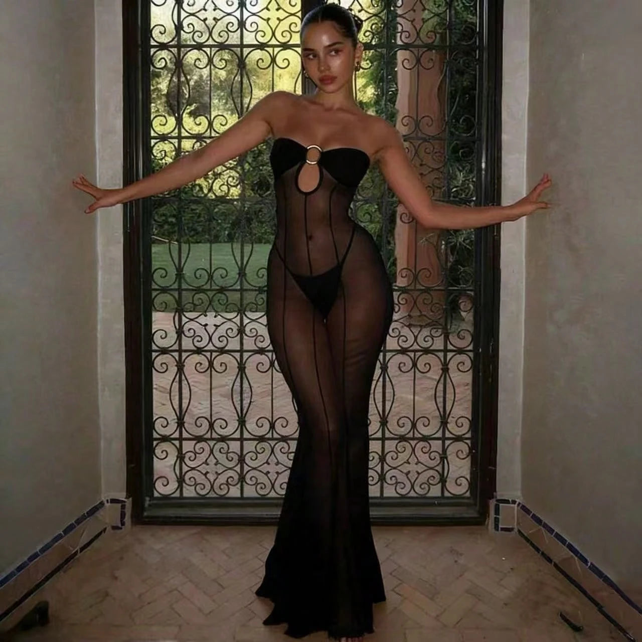 Women's Sexy Sleeveless V-Neck Chiffon Sheer Beach Cover Up Casual