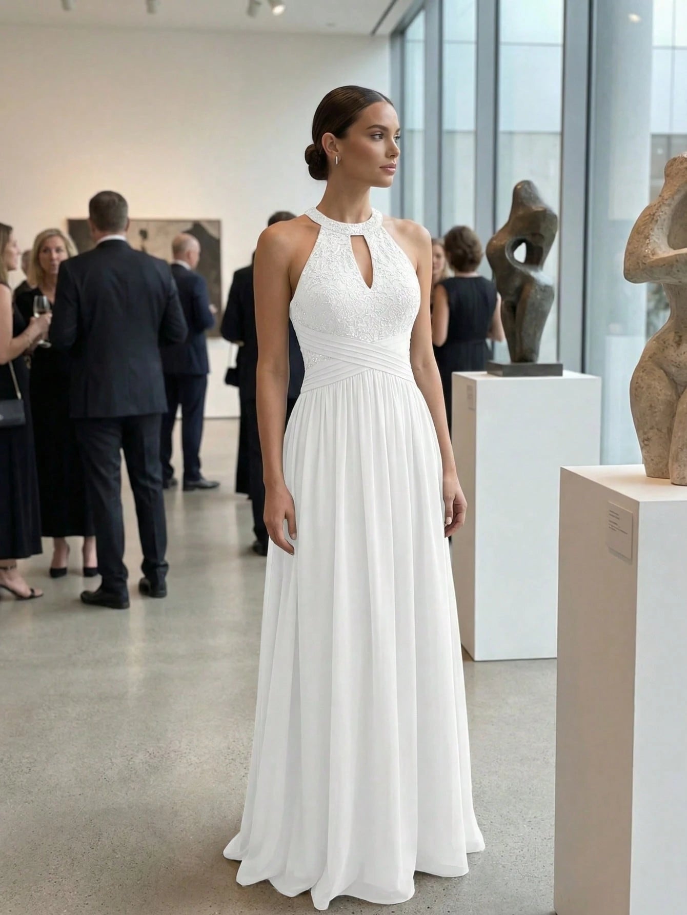 YUMIBRAVO Elegant Wedding Dresses For Bride,Long White Dress For Women,Hollow Out Wedding Dress - image 8