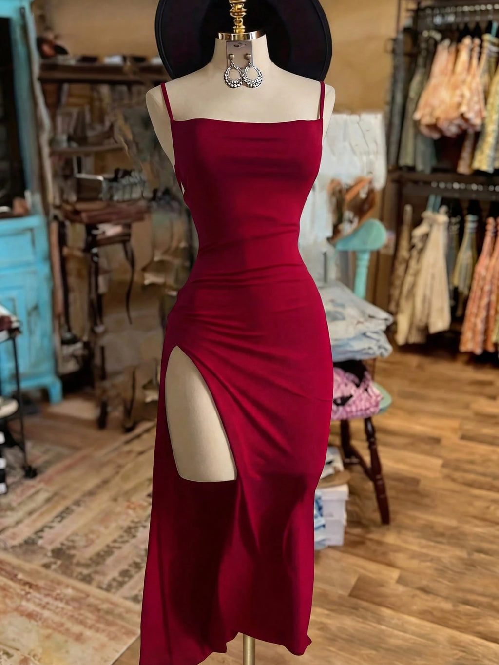 NostaNoir Women's Fashionable Solid Color Slit Dress