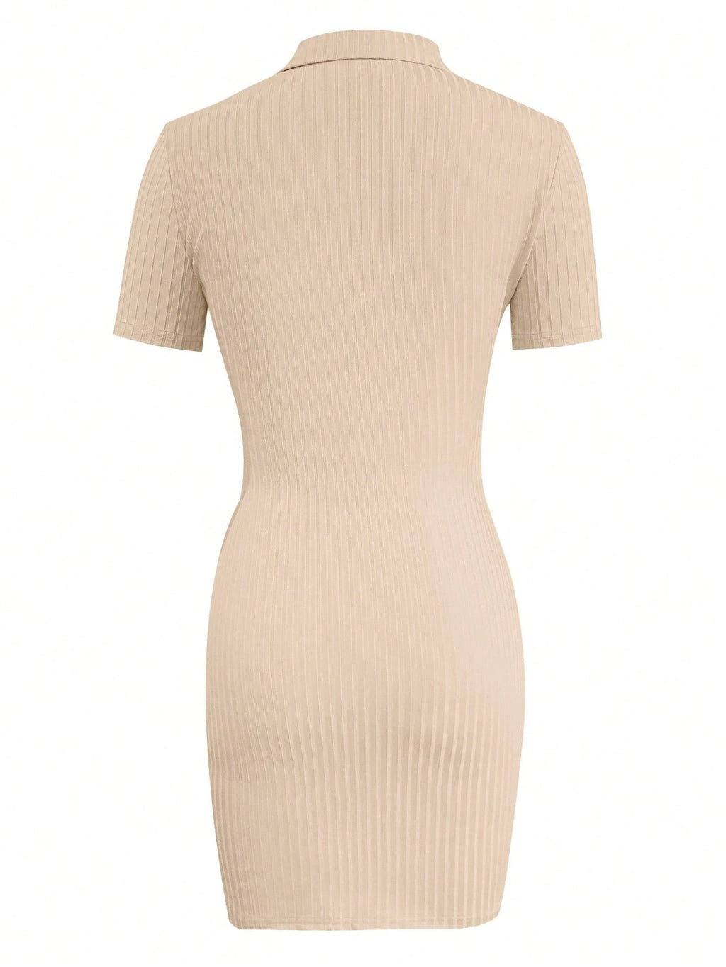 LovelyWholesale Women's V-Neck Ribbed Knit Bodycon T-Shirt Dress,