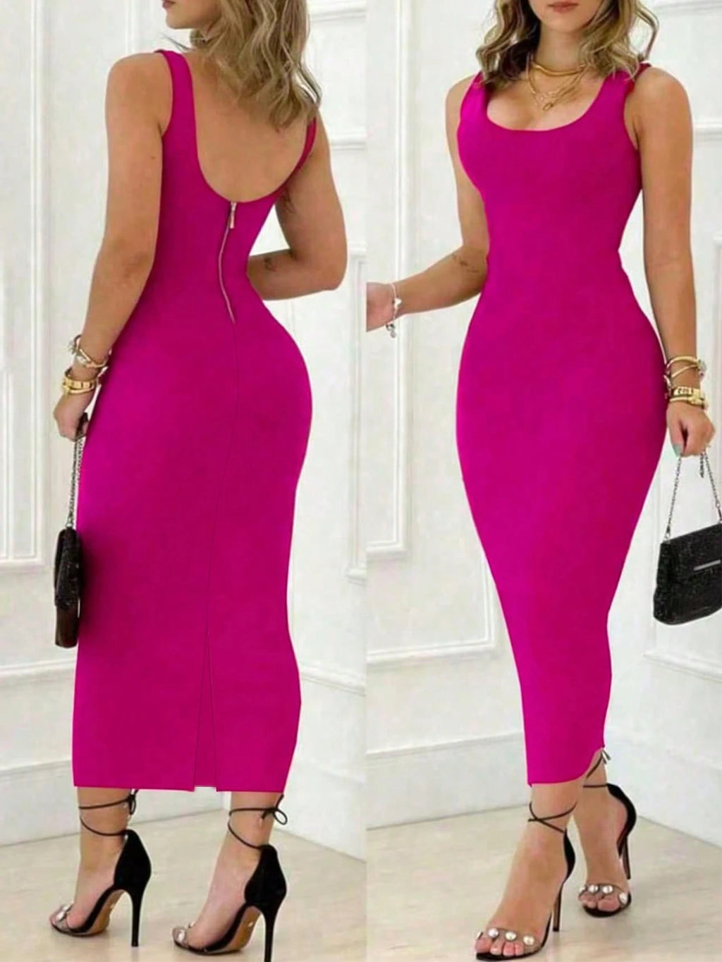 Elegant Tight-Fitting Dress - Sleeveless,Perfect For Summer Blend, Body Backless Fitting Dress Party Black - image 16