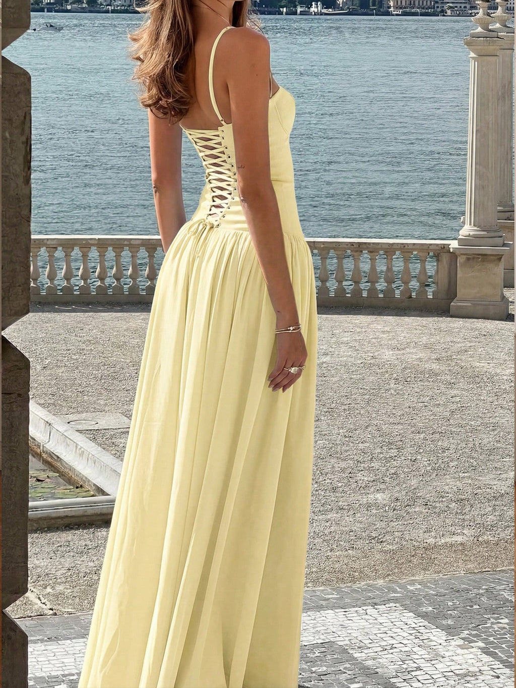 Elegant Romantic Pleated Midi Dress, Suitable For Casual, Date,