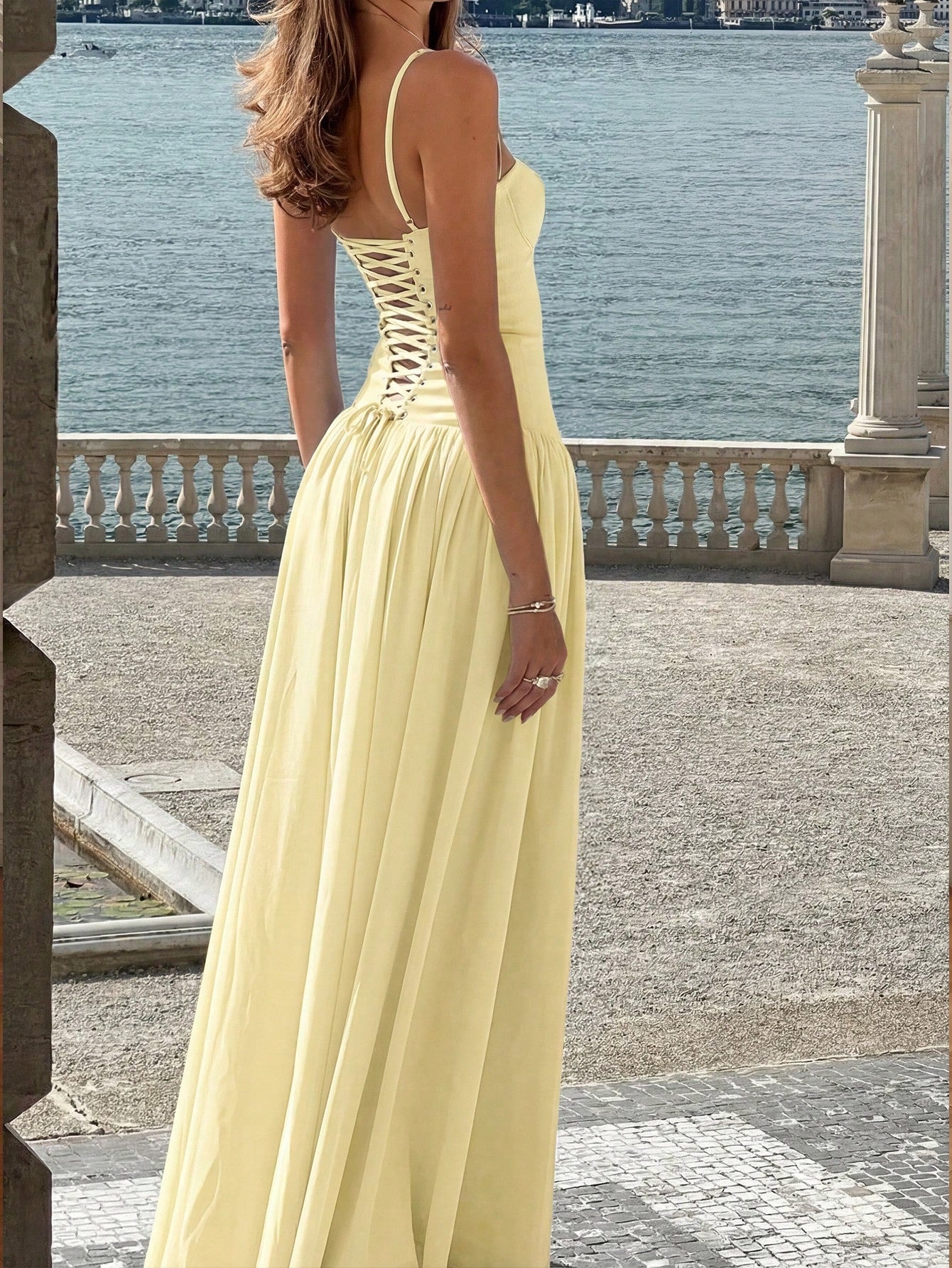 Elegant Romantic Pleated Midi Dress, Suitable For Casual, Date,