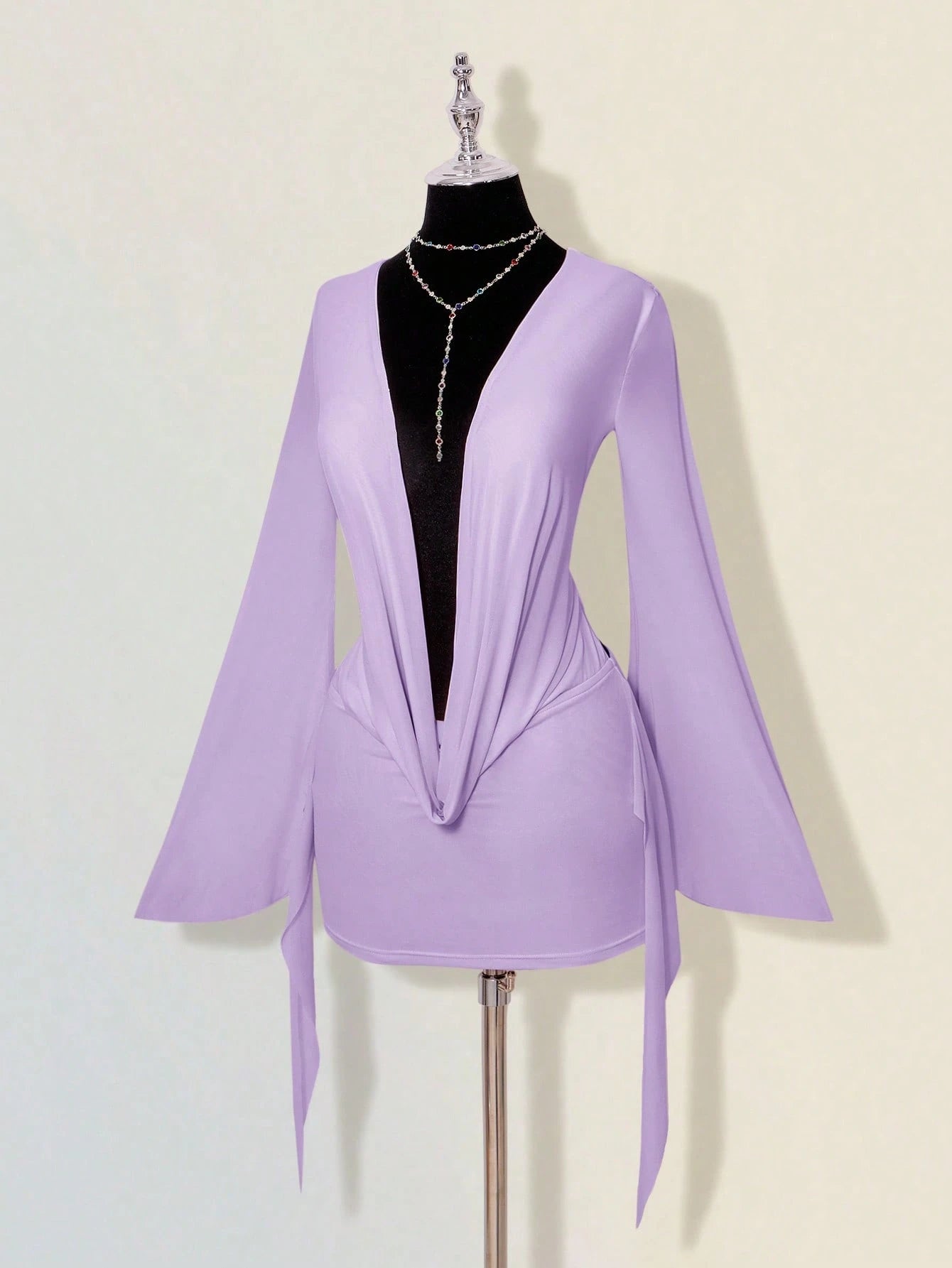 ICON Sexy Oversized Plunging Neckline Mesh Patchwork Backless Mini