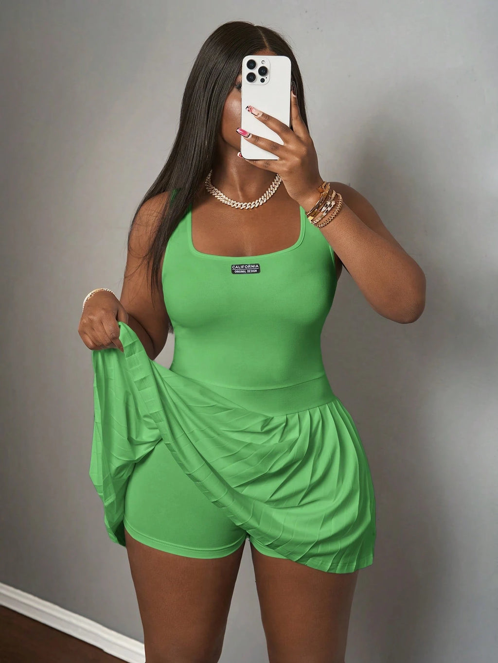 Slaydiva Magenta Summer Cute City Break Women's Knitted Mini Dress,Casual Simple U-Neck Racer Vest Pleated - image 17