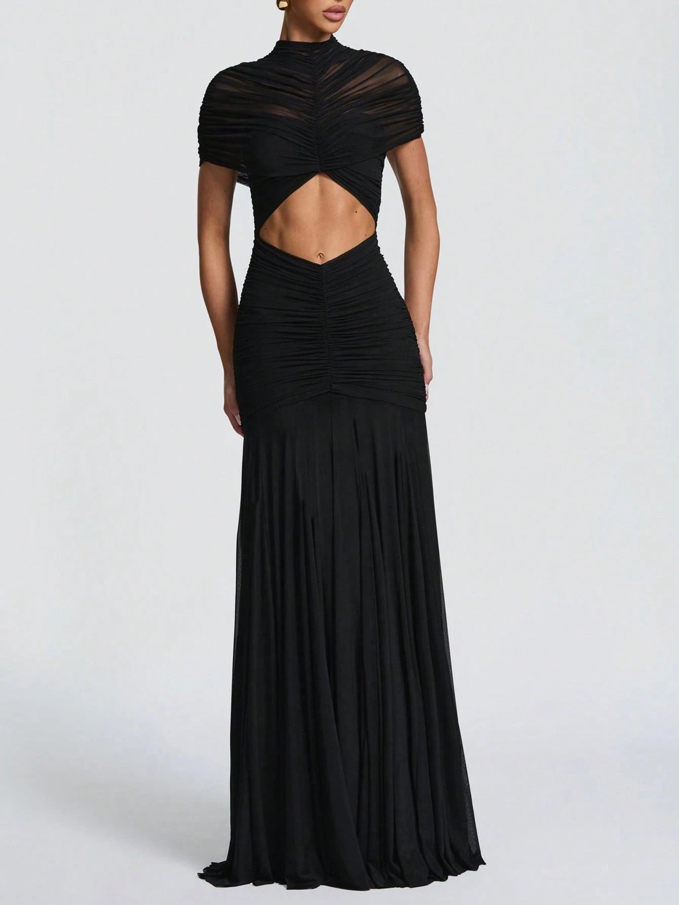 Double-Layer Mesh Elegant & Fashionable Wedding Dress, Sexy Pleated Dress