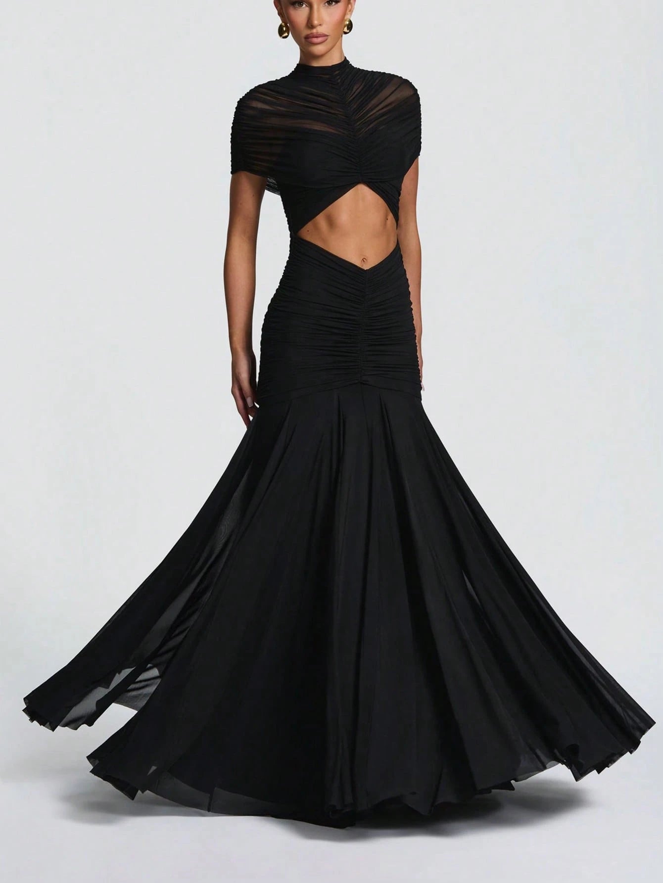 Double-Layer Mesh Elegant & Fashionable Wedding Dress, Sexy Pleated Dress - image 3