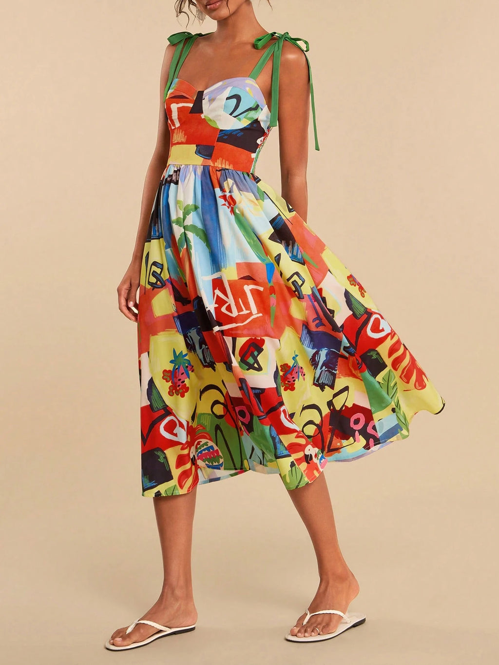 Travachic Vacation Woven Printed Spaghetti Strap Midi Dress For Women - image 13