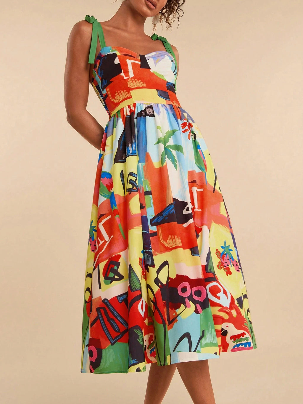 Travachic Vacation Woven Printed Spaghetti Strap Midi Dress For Women - image 15