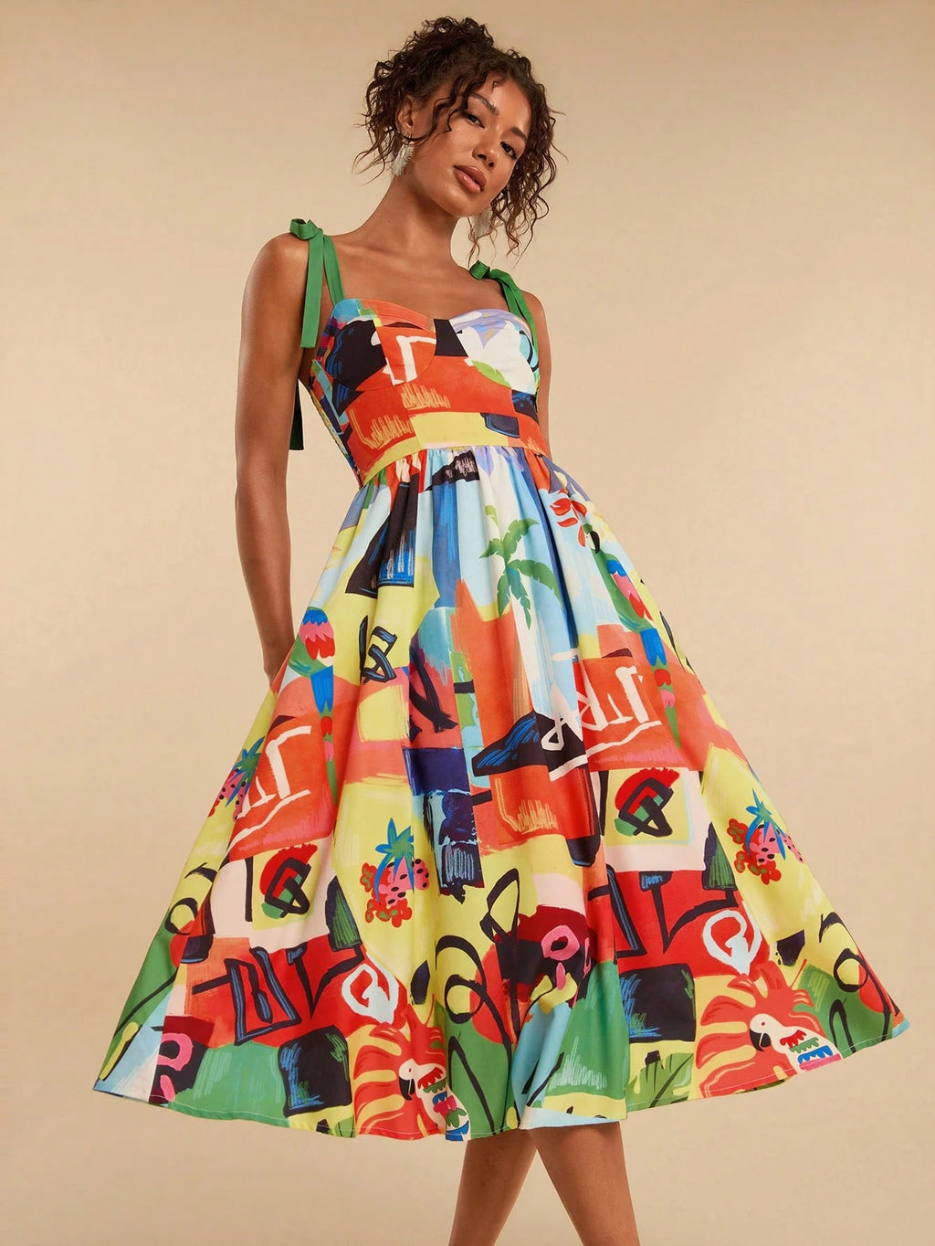 Travachic Vacation Woven Printed Spaghetti Strap Midi Dress For Women - image 12