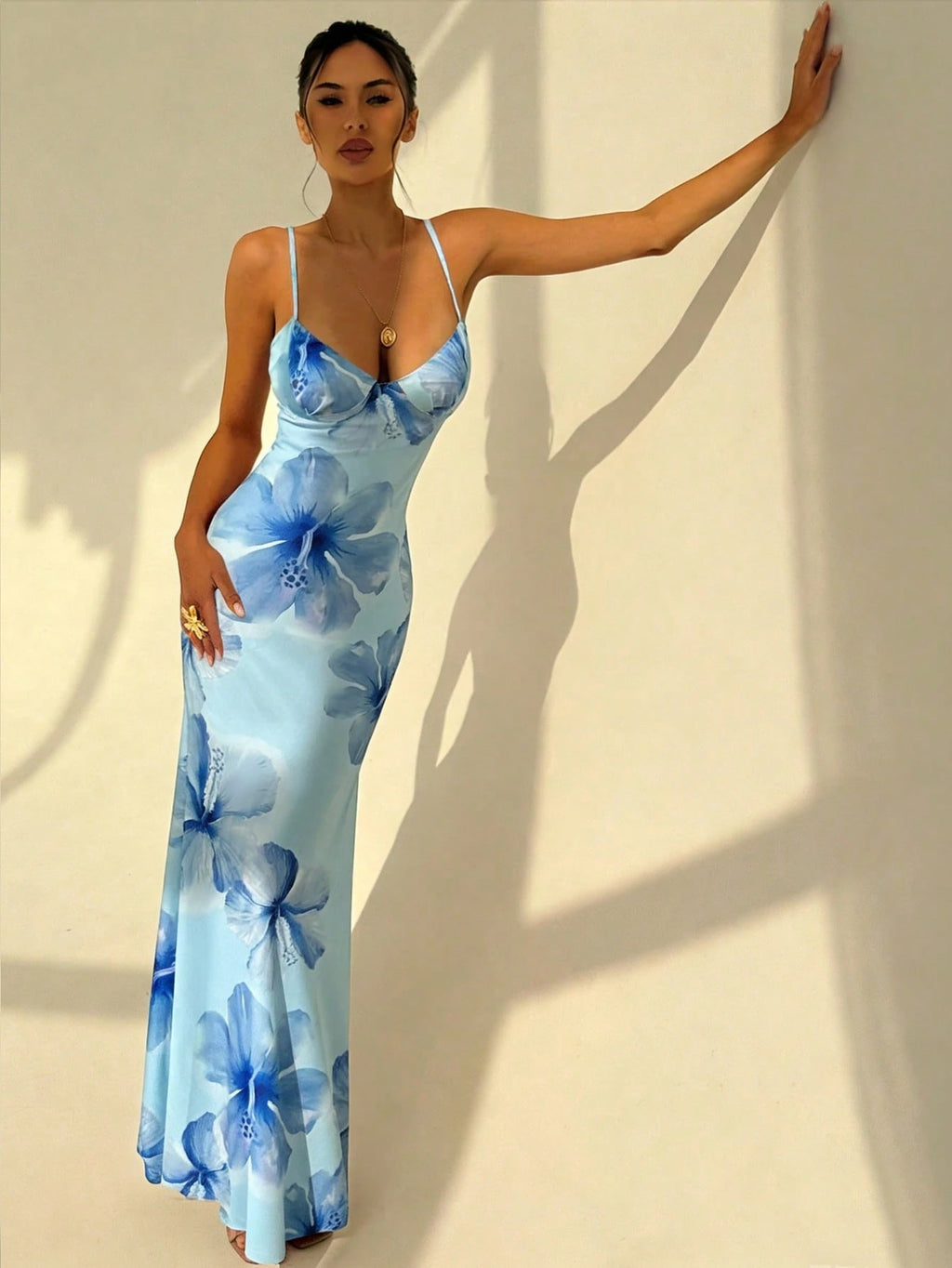 Aloruh Vacation Spaghetti Strap Tie-Up Bodycon Printed Dress For Women, Spring/Summer,Summer Dresses For Women - image 4