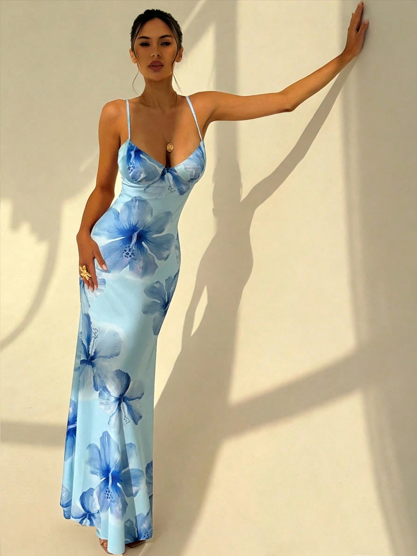 Aloruh Vacation Spaghetti Strap Tie-Up Bodycon Printed Dress For Women, Spring/Summer,Summer Dresses For Women - image 4