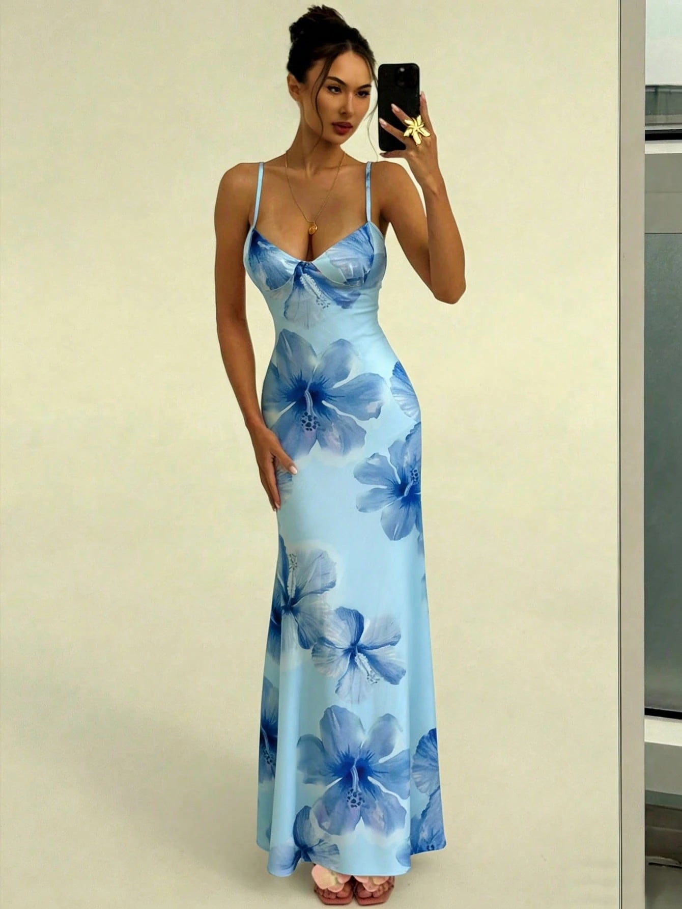 Aloruh Vacation Spaghetti Strap Tie-Up Bodycon Printed Dress For Women, Spring/Summer,Summer Dresses For Women - image 6