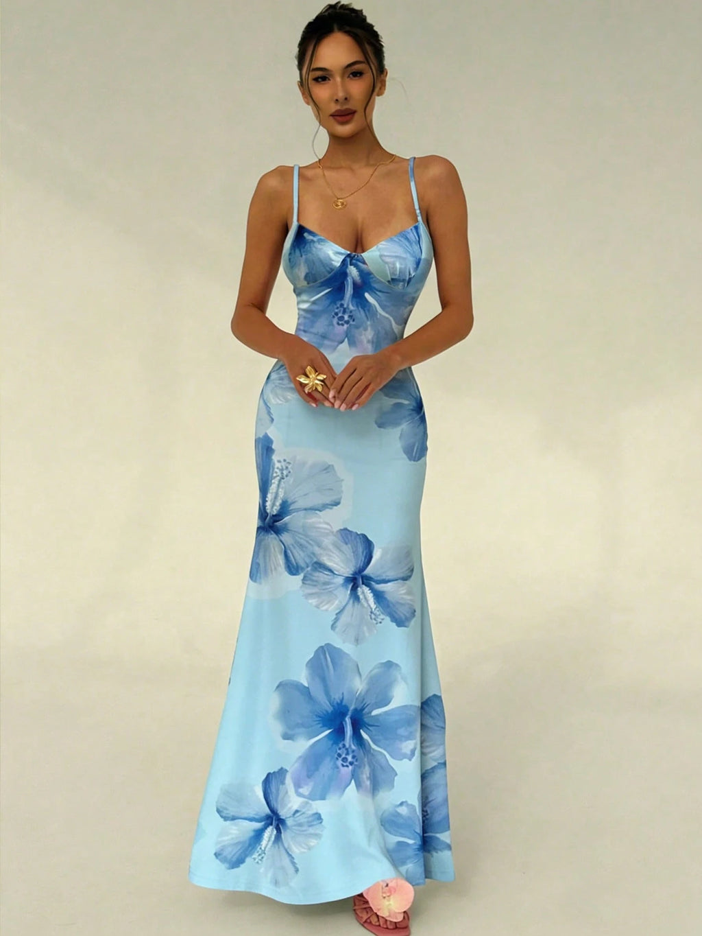 Aloruh Vacation Spaghetti Strap Tie-Up Bodycon Printed Dress For Women, Spring/Summer,Summer Dresses For Women - image 7