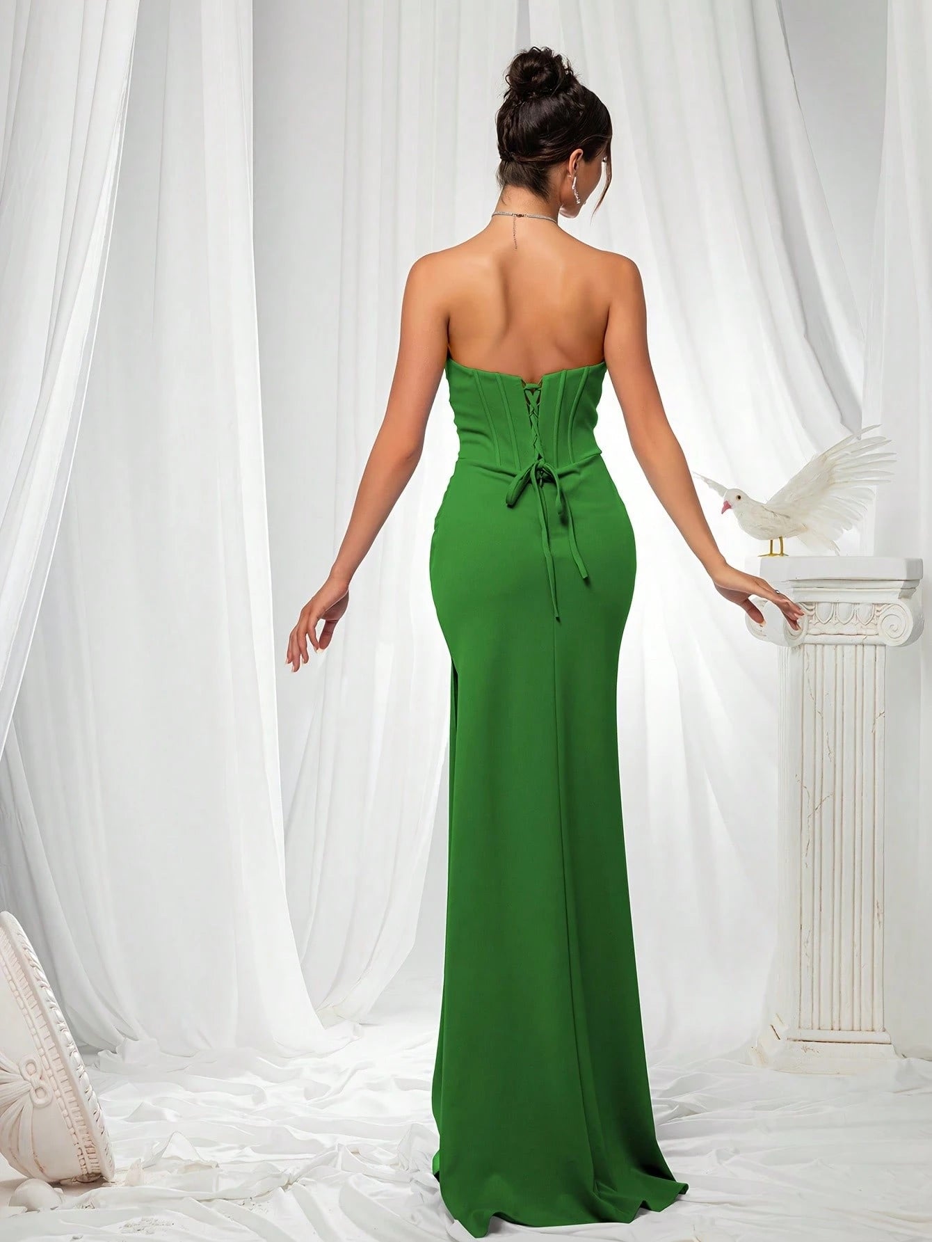 VIPGIRL Elegant Bridesmaid Dress: Strapless Fitted Satin Maxi Dress With Waist Cinching Design And Pleated - image 12