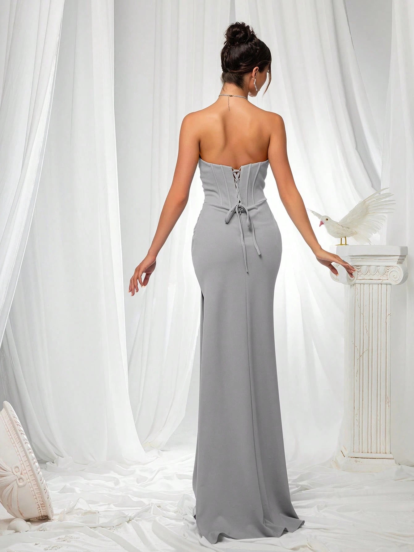 VIPGIRL Elegant Bridesmaid Dress: Strapless Fitted Satin Maxi Dress With Waist Cinching Design And Pleated - image 19