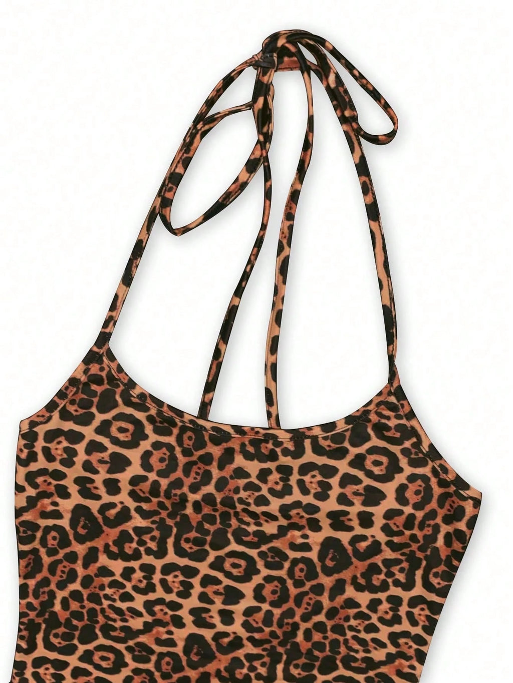 Sweetra Women's Leopard Print Mermaid Hem Fitted Elegant Halter Neck