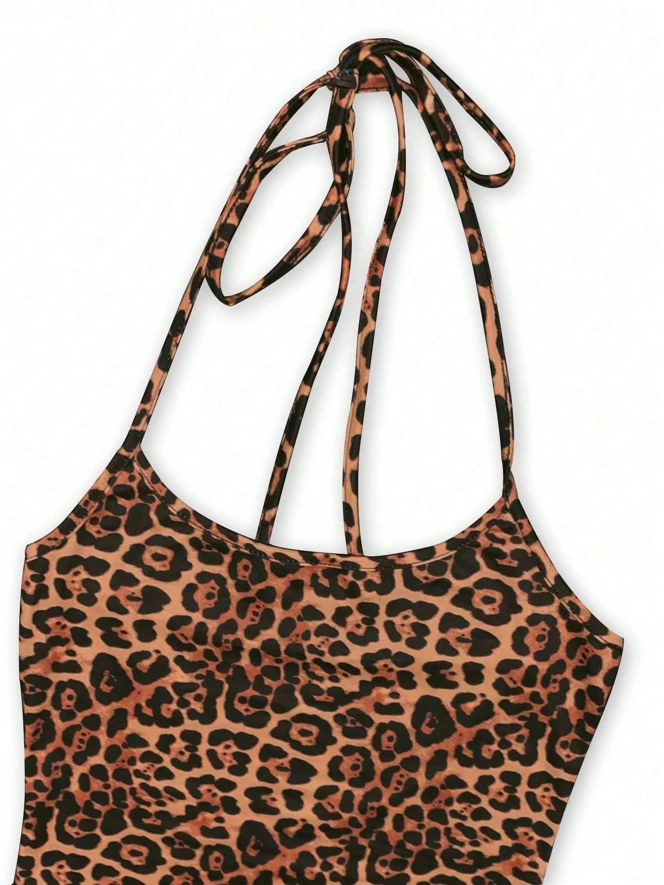 Sweetra Women's Leopard Print Mermaid Hem Fitted Elegant Halter Neck
