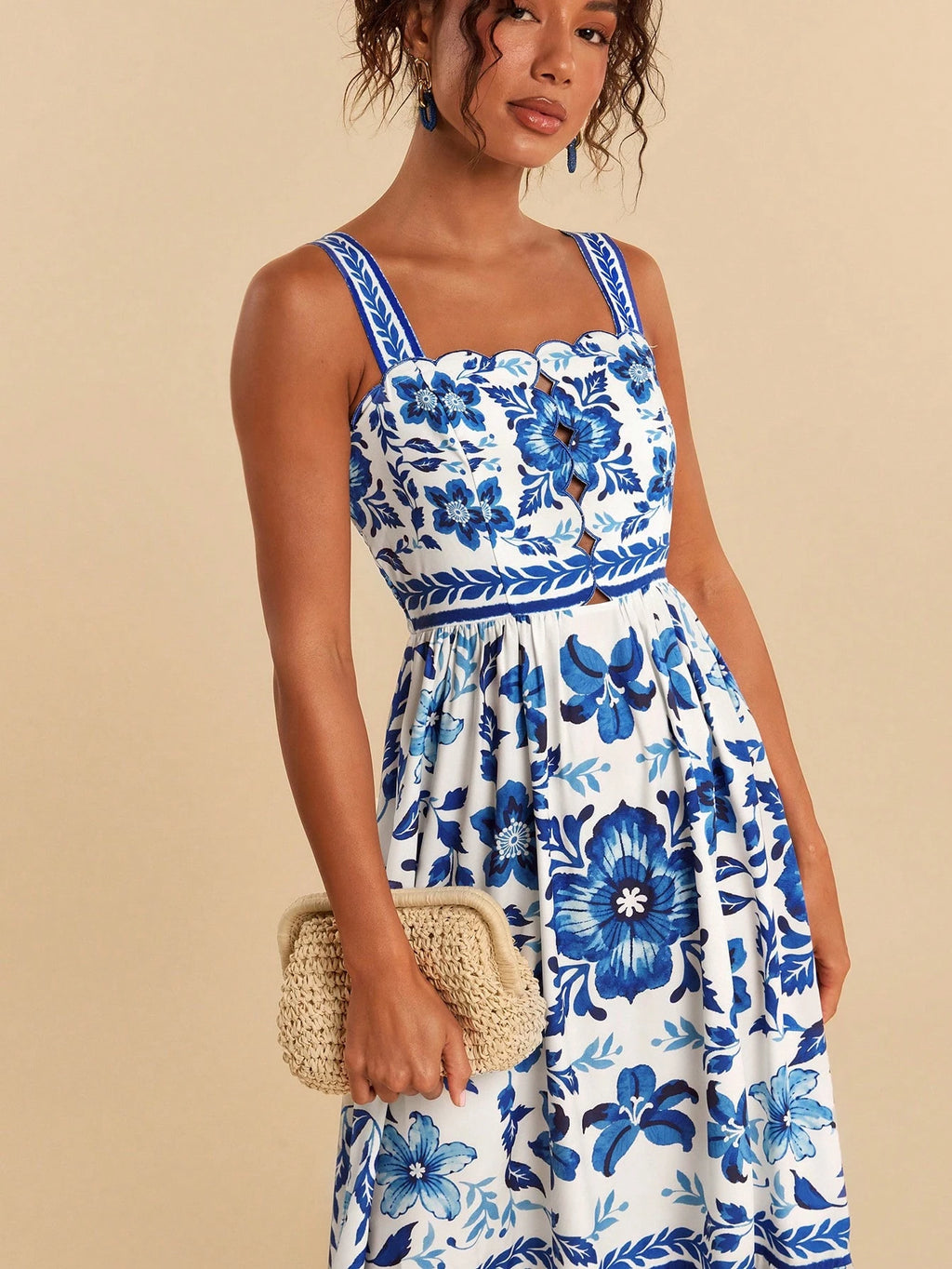 Travachic White And Blue Floral,Summer,Boho,Holiday,Tea Party,Holiday