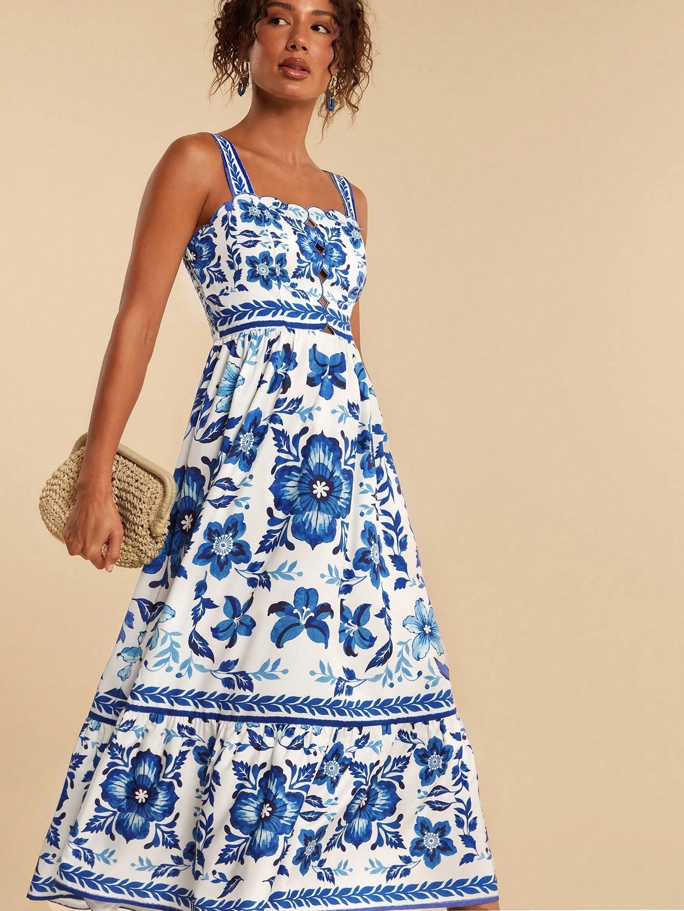 Travachic White And Blue Floral,Summer,Boho,Holiday,Tea Party,Holiday