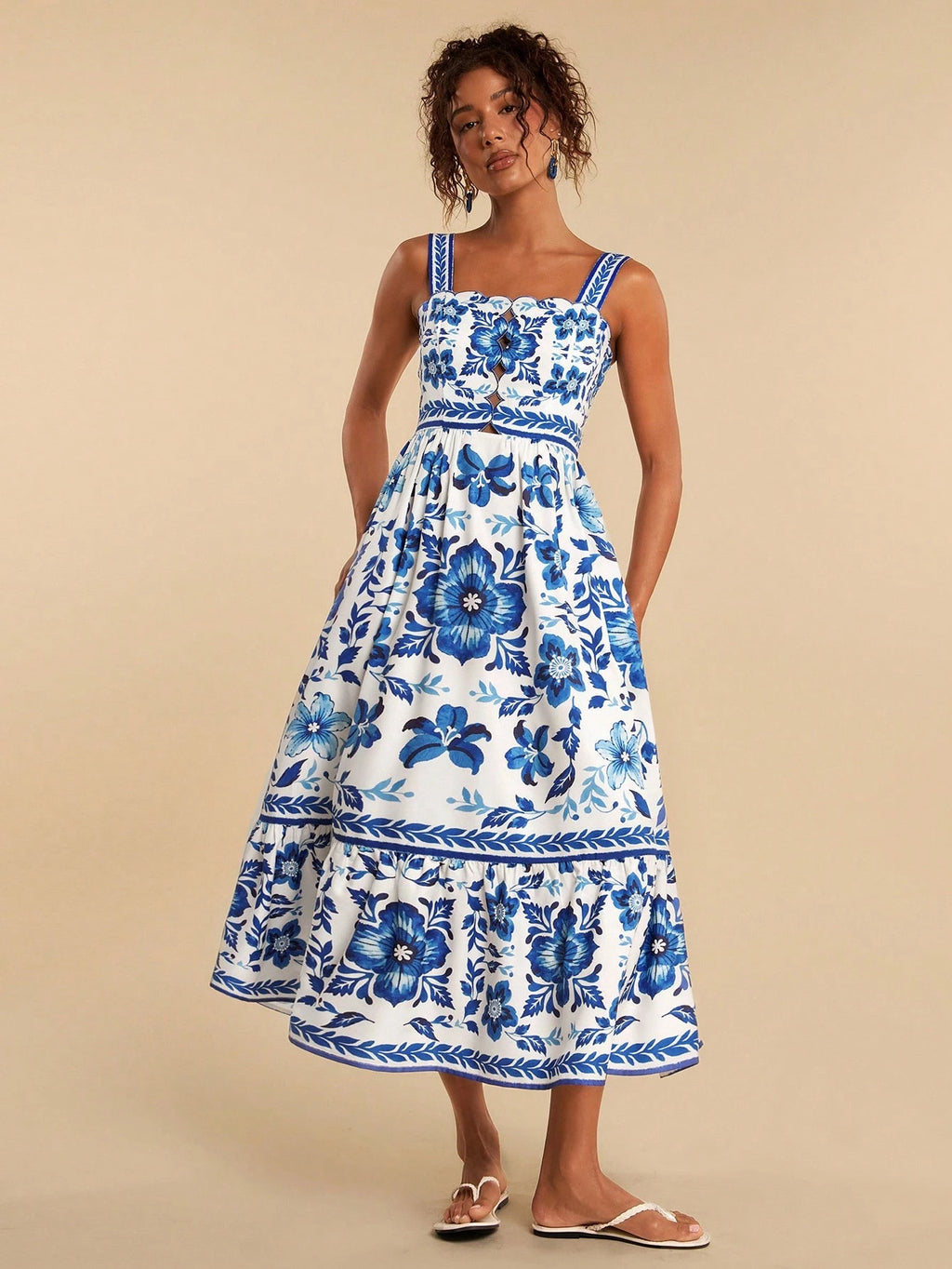 Travachic White And Blue Floral,Summer,Boho,Holiday,Tea Party,Holiday