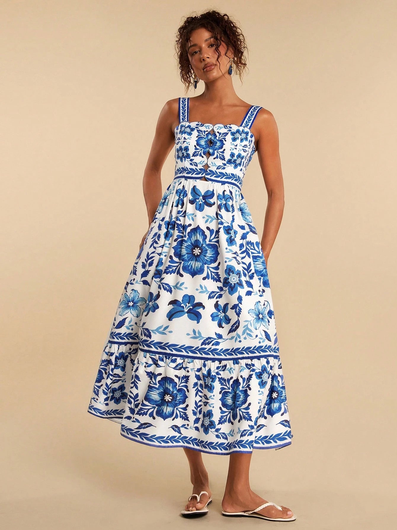 Travachic White And Blue Floral,Summer,Boho,Holiday,Tea Party,Holiday